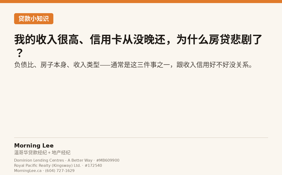 房贷被拒的常见原因图解：负债比、物业条件、收入类型三大因素说明